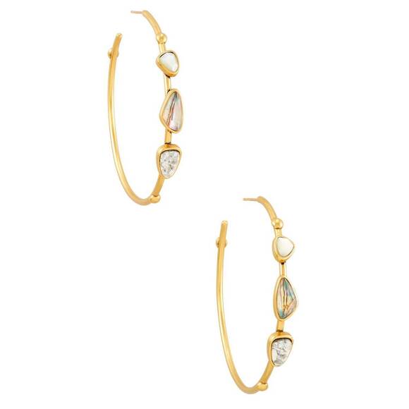 NEW KENDRA SCOTT women's ivy hoop vin earrings in gold white mix